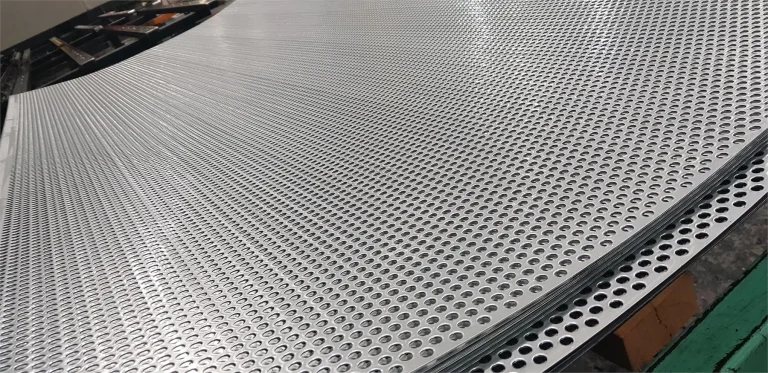 Perforated metal sheet panels with round holes